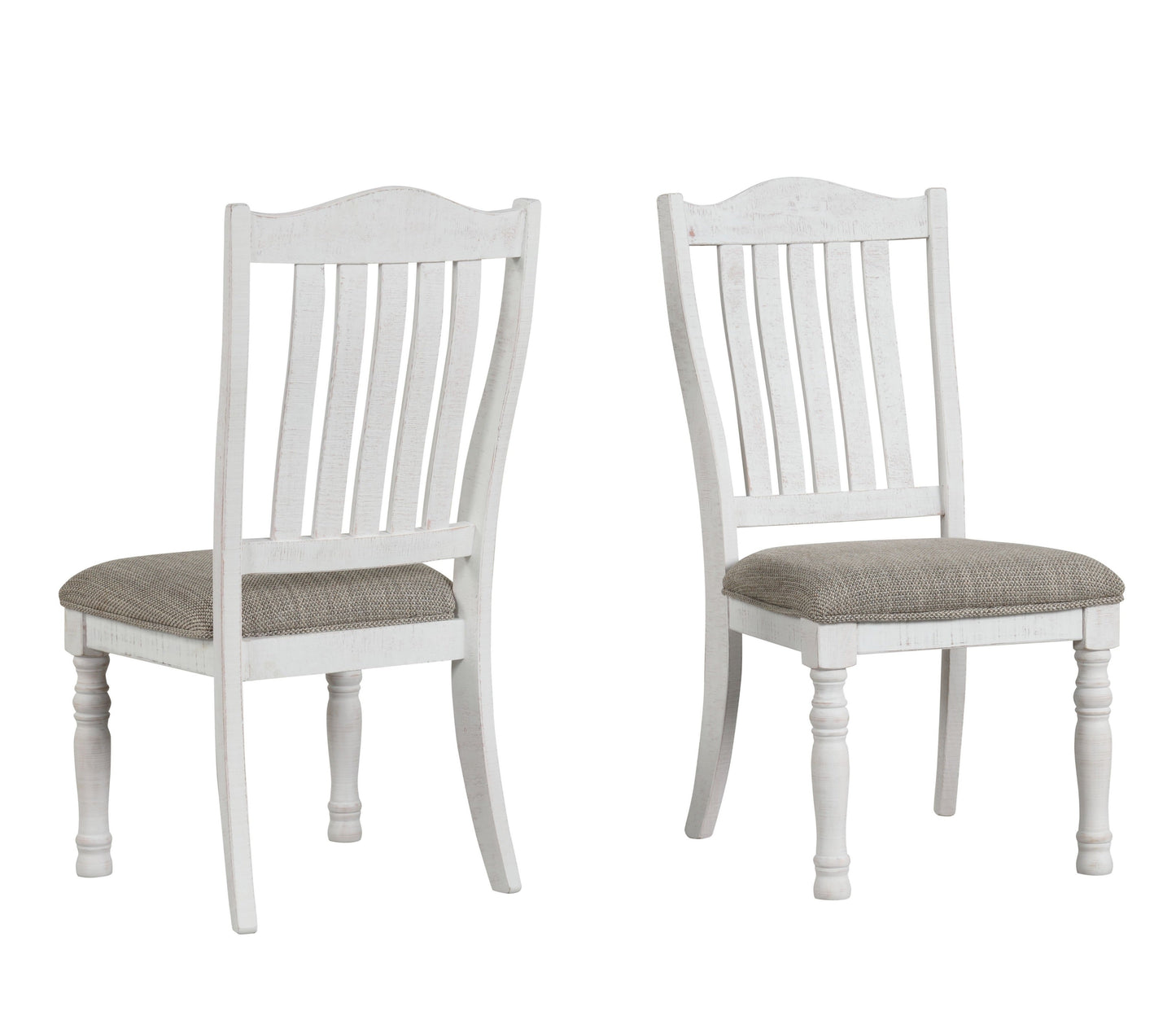 Roundhill Furniture Ebret Farmhouse Two-tone Distressed Wood Dining Chairs, Brown and White, Set of 2