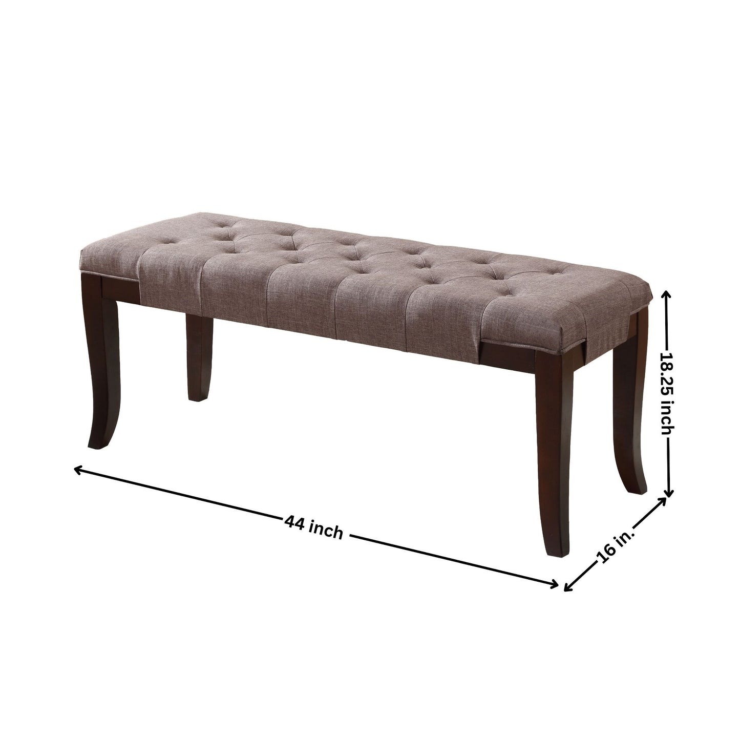 Roundhill Furniture Linon Fabric Tufted Ottoman Bench, Grey