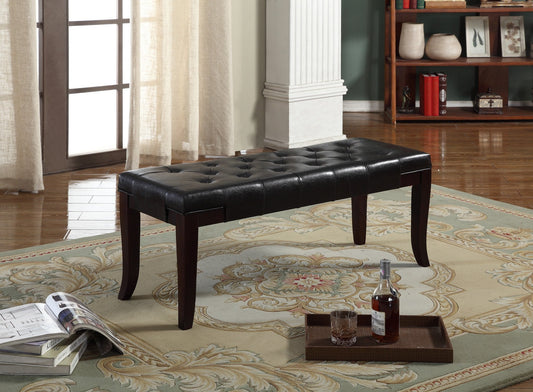 Roundhill Furniture Linon Leather Tufted Ottoman Bench, Espresso