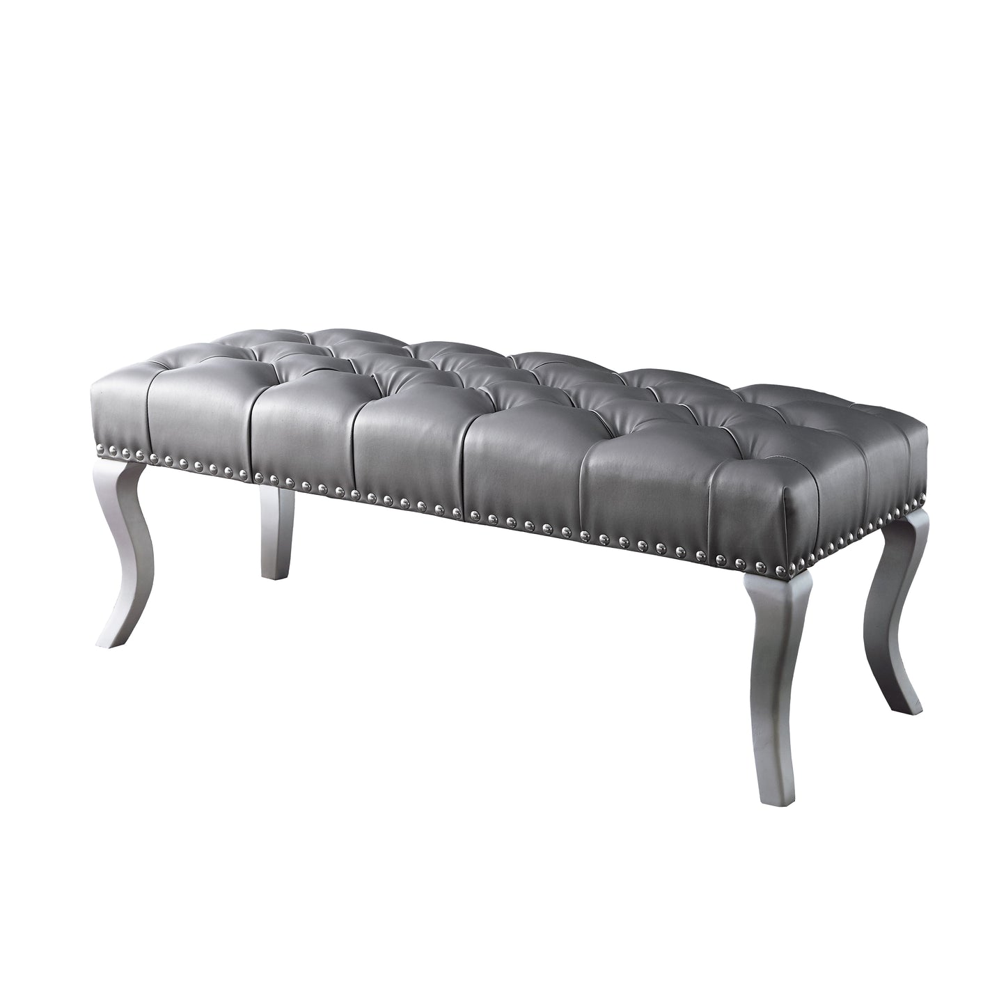 Roundhill Furniture Decor Maxem Tufted Faux Leather Upholstered Seat with Nailhead Trim Bench