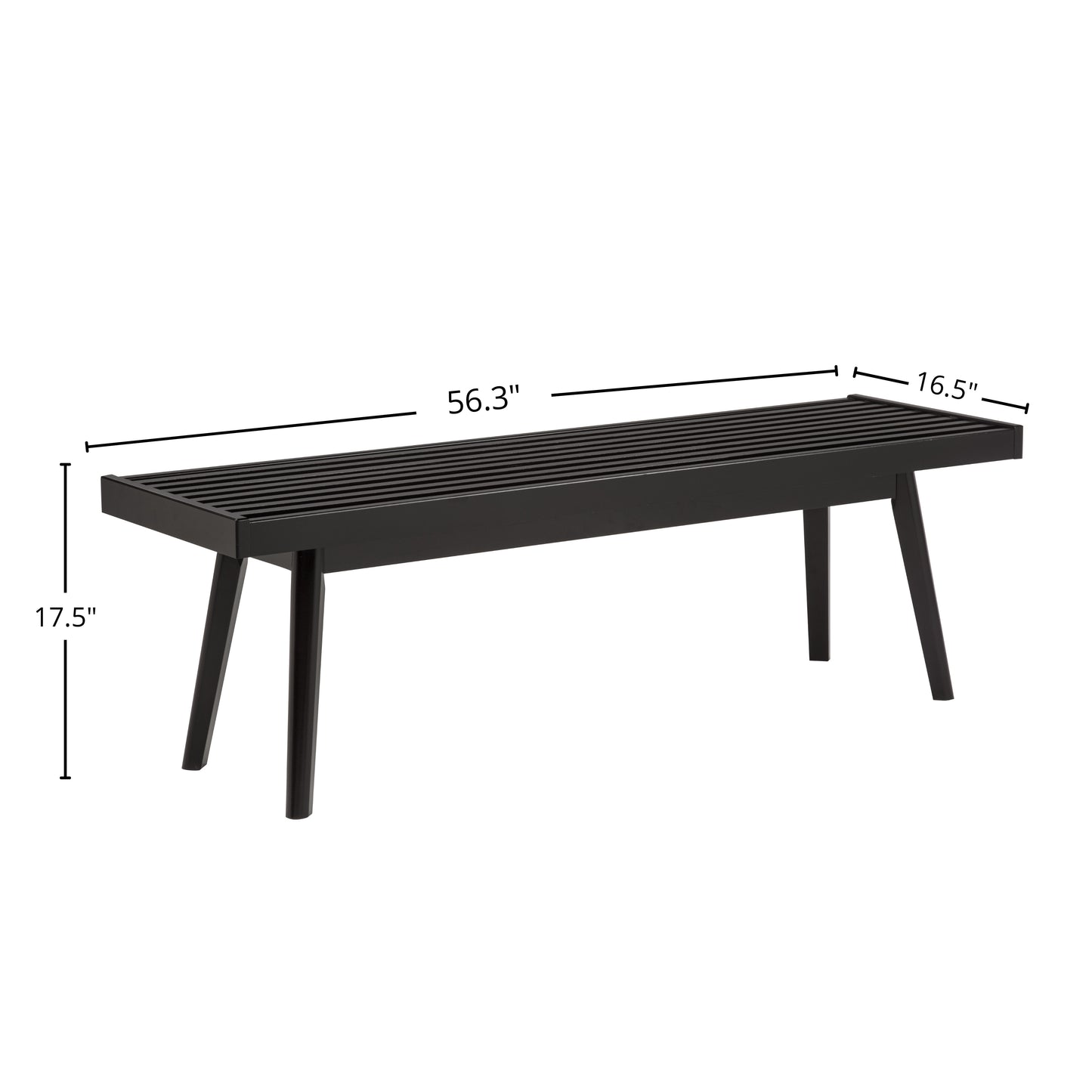 Roundhill Furniture Larwich Solid Wood Slatted Bench, 56.30-Inch Long