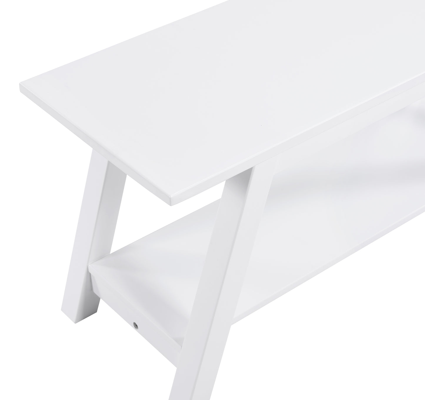 Roundhill Furniture Elyz Solid Wood Bench with Shelf, 36.10-Inch Long, White