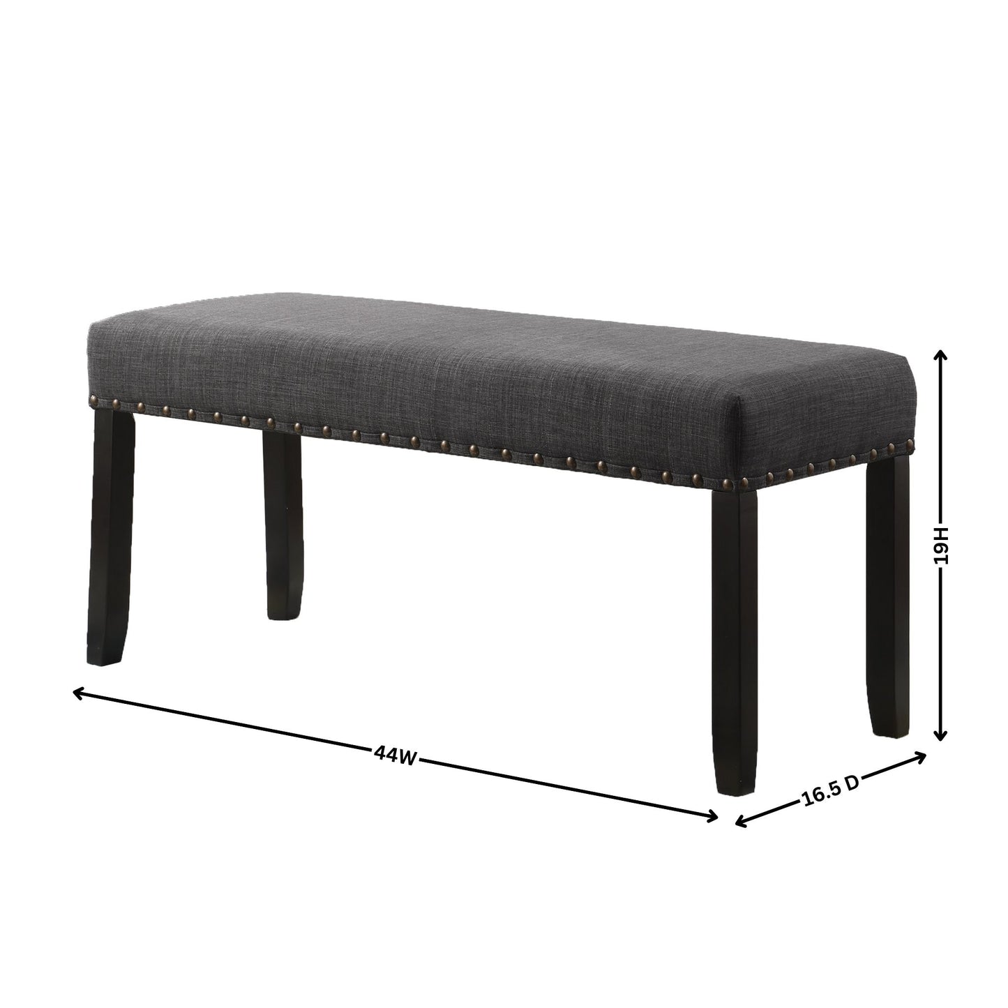 Roundhill Furniture Biony Fabric Dining Bench with Nailhead Trim