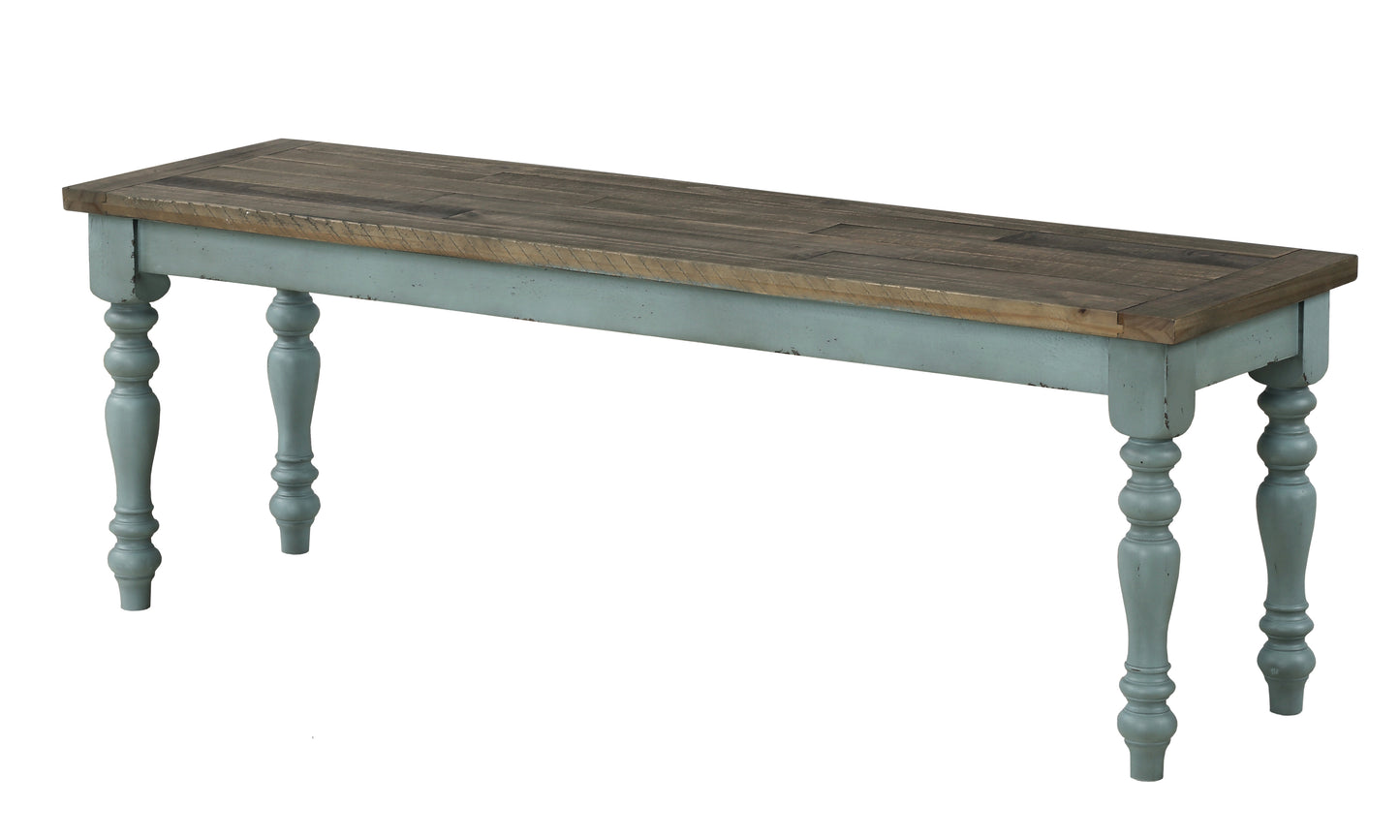 Prato Two-Tone Wood Upholstered Dining Bench