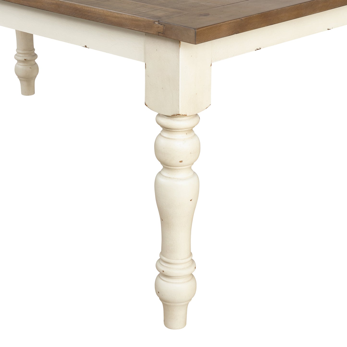 Roundhill Furniture Prato Two-Tone Wood Dining Bench, Antique White and Distressed Oak