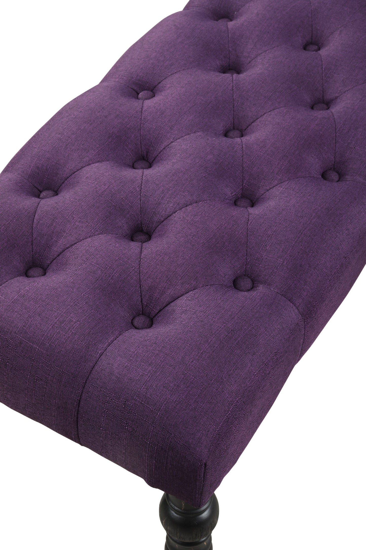 Roundhill Furniture Leviton Fabric Tufted Turned Leg Dining Bench, Purple