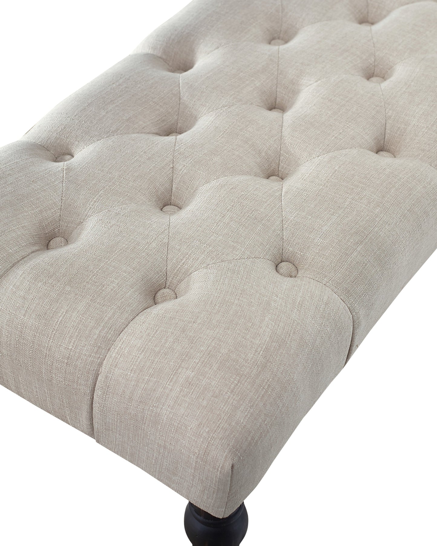 Leviton Fabric Tufted Turned Leg Dining Bench, Tan