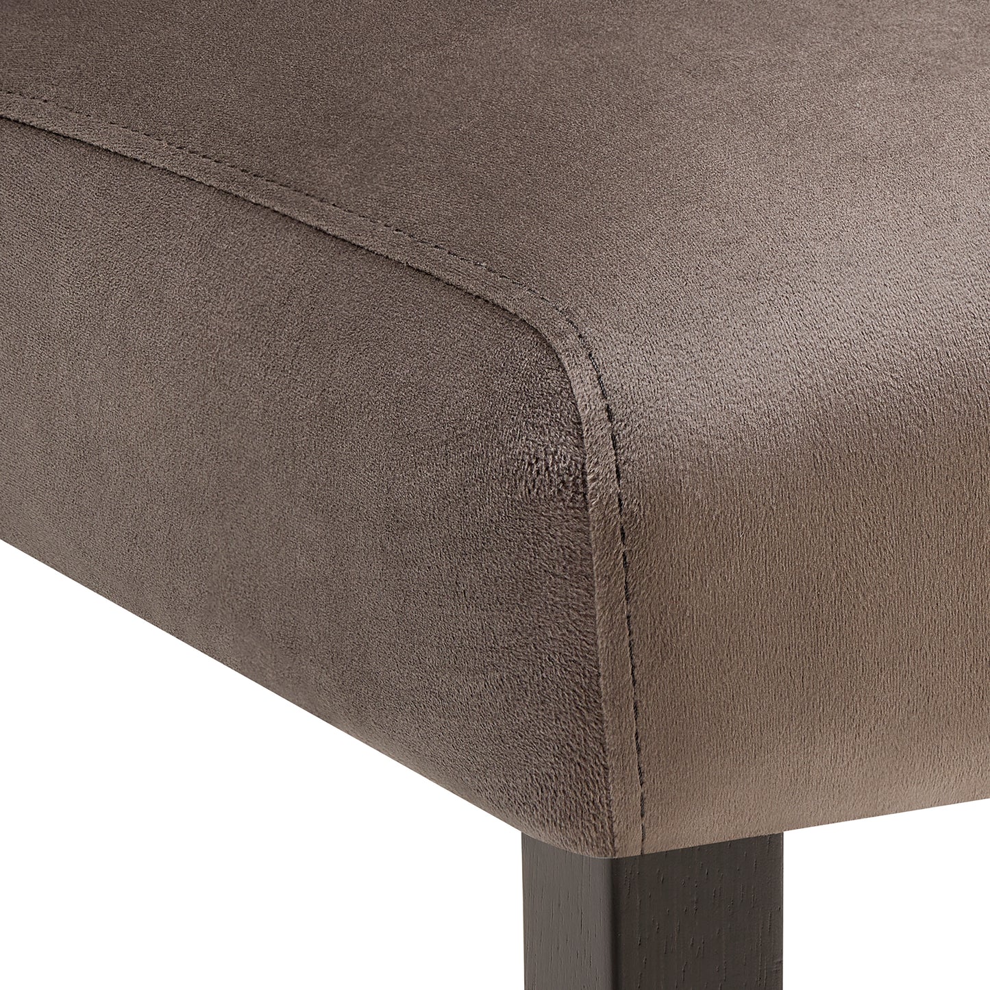 Roundhill Furniture Strata Velvet Upholstered Dining Bench, Chocolate