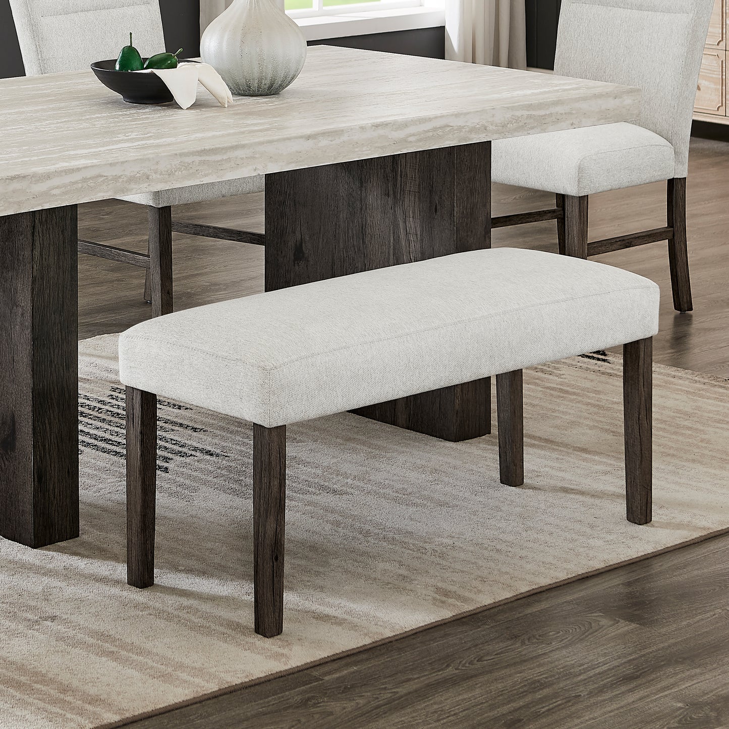 Roundhill Furniture Sorlen Contemporary Upholstered Dining Bench, Gray