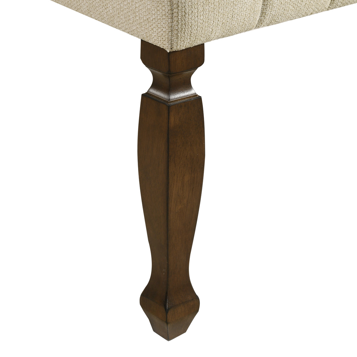 Roundhill Furniture Rowan Upholstered Turned Leg Wood Dining Bench, Beige