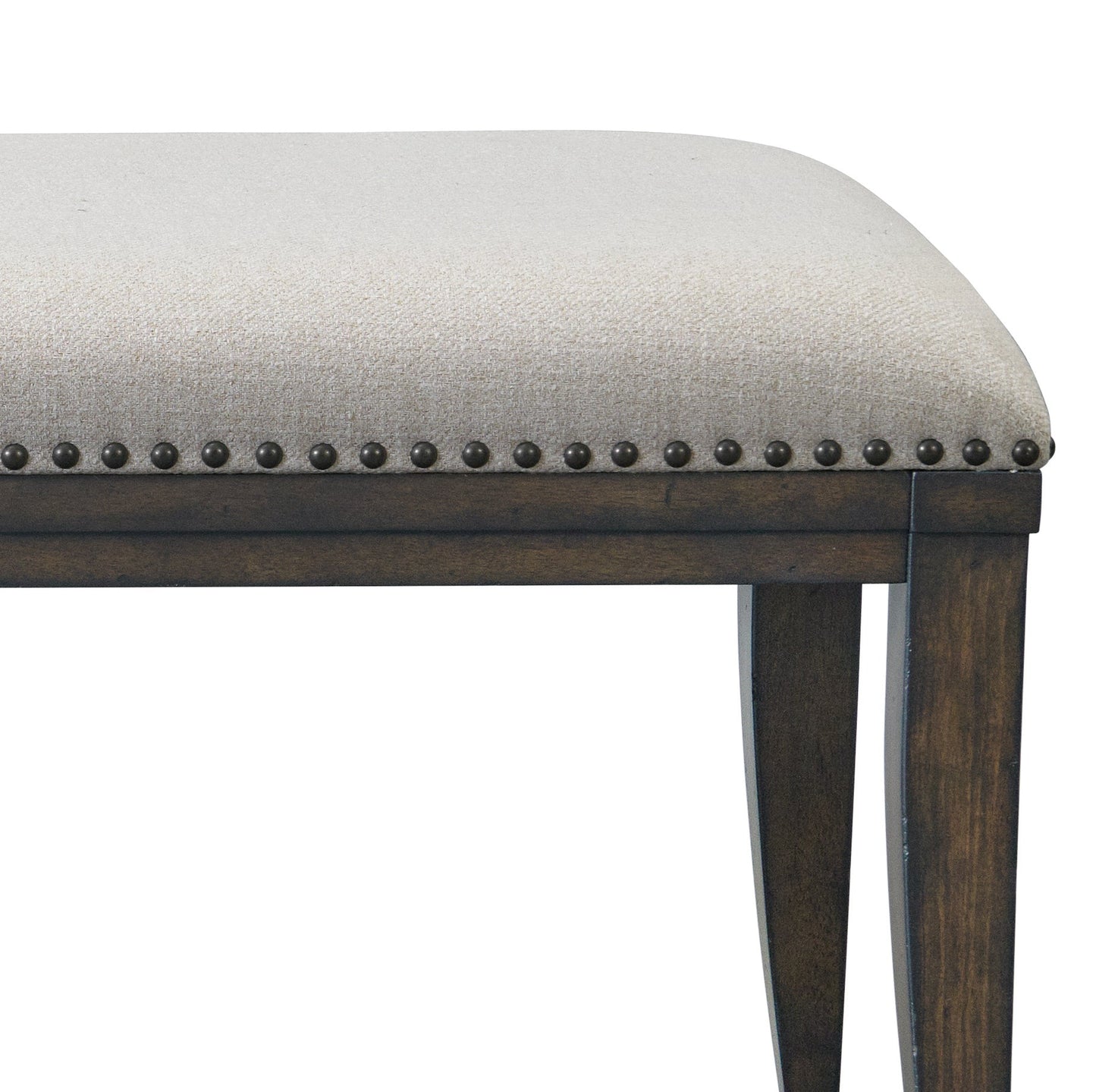 Roundhill Furniture Grant Nailhead Trim Upholstered Dining Bench, Grey