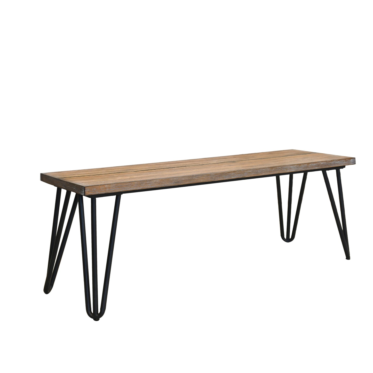 Aryven Industrial Wood Dining Bench, Rustic Dark Pine Finish