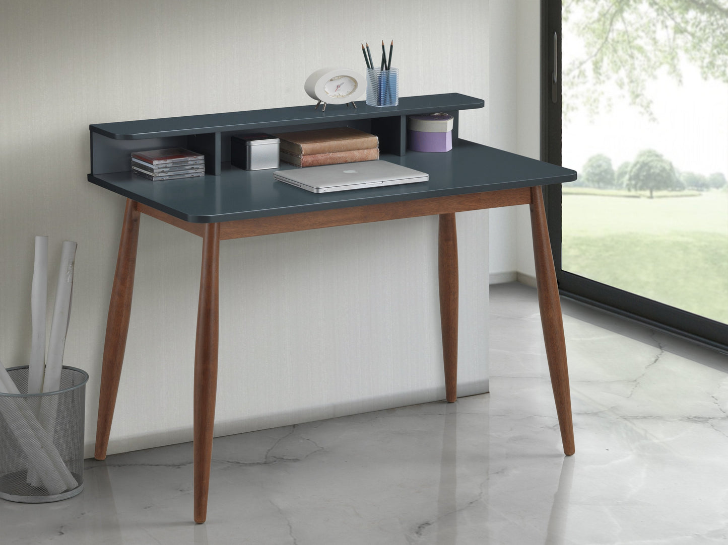 Roundhill Furniture Roskilde Storage Wood Office Desk