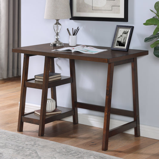 Roundhill Furniture Redina Contemporary Wood Writing Desk with Storage, Espresso