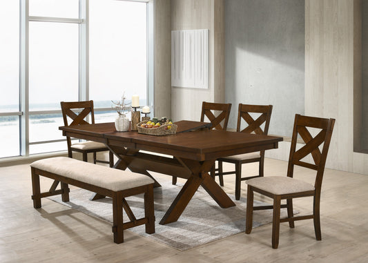 6-Piece Karven Solid Wood Dining Set with Table  4 Chairs and Bench