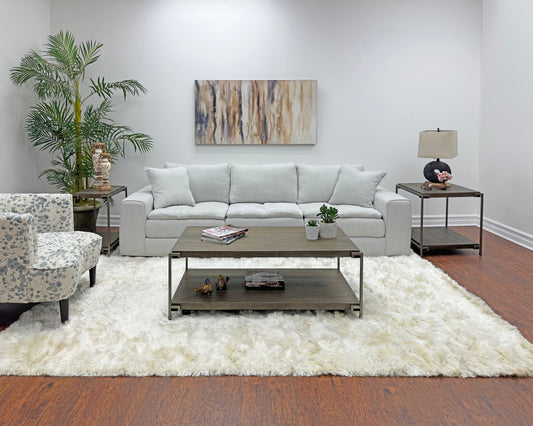 Roundhill Furniture Corbeta 3-Piece Metal Frame Wood Living Room Coffee Table and 2 End Tables Set, Aged Graphite