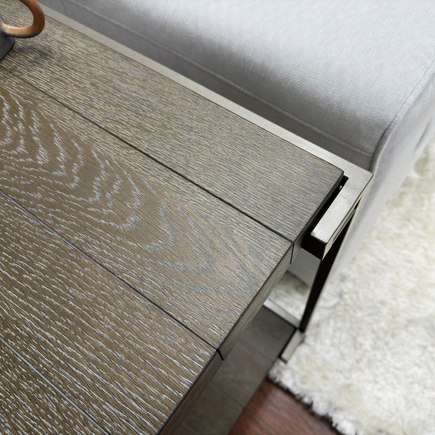 Roundhill Furniture Corbeta 3-Piece Metal Frame Wood Living Room Coffee Table and 2 End Tables Set, Aged Graphite