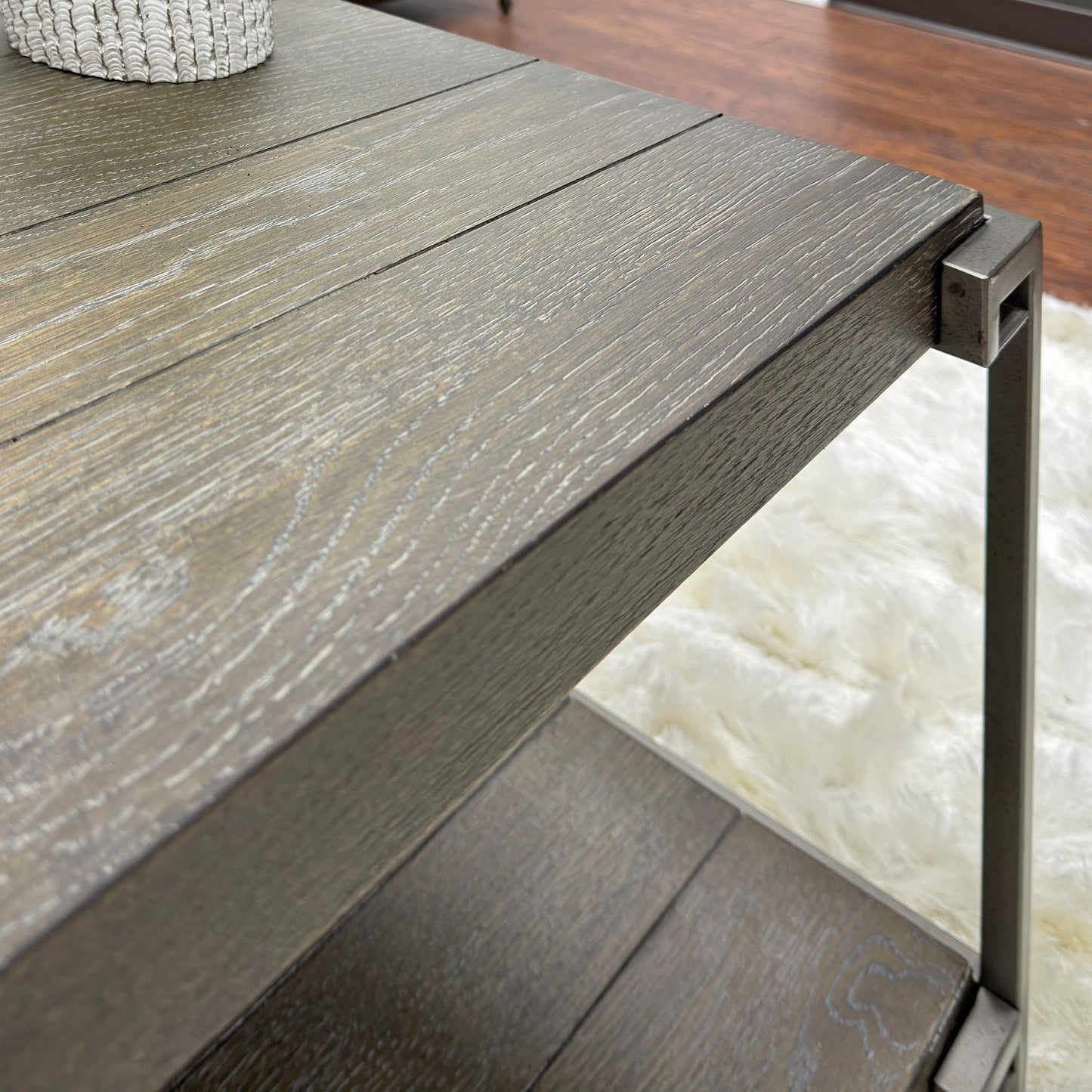 Roundhill Furniture Corbeta 3-Piece Metal Frame Wood Living Room Coffee Table and 2 Chairside Tables Set, Aged Graphite