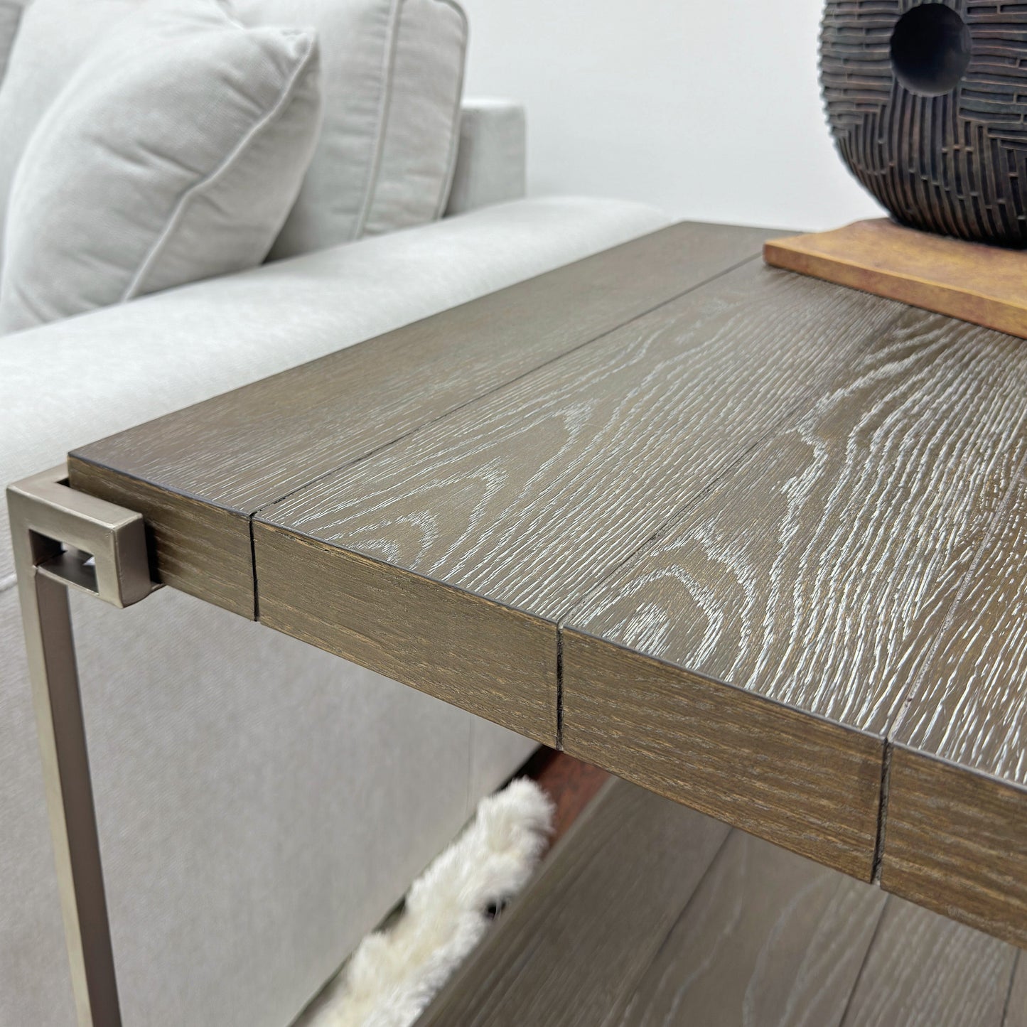 Roundhill Furniture Corbeta 3-Piece Metal Frame Wood Living Room Coffee Table and 2 End Tables Set, Aged Graphite