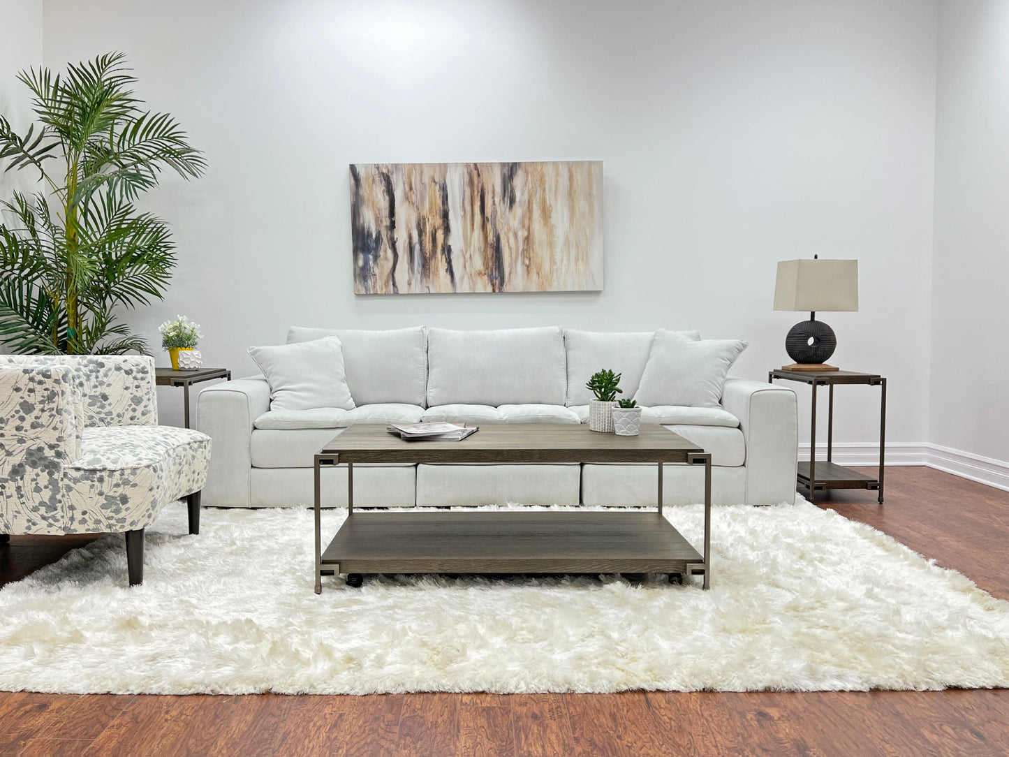 Roundhill Furniture Corbeta 3-Piece Metal Frame Wood Living Room Coffee Table and 2 Chairside Tables Set, Aged Graphite