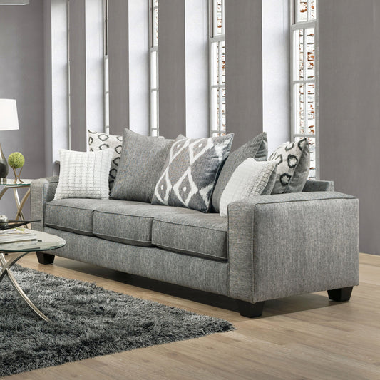 Vila Weathered Gray Fabric Pillow Back Sofa