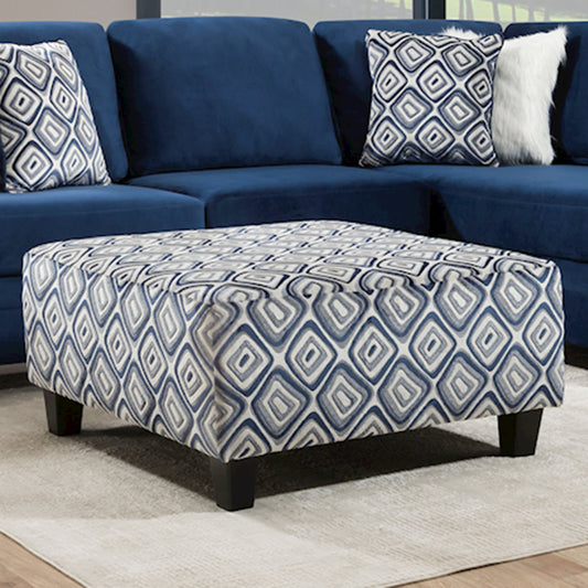 Natara Contemporary Fabric Ottoman, Navy