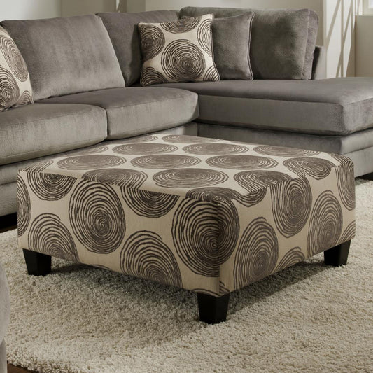 Natara Contemporary Fabric Ottoman, Smoke