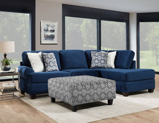 Natara Contemporary L-shape Sectional Sofa, Navy