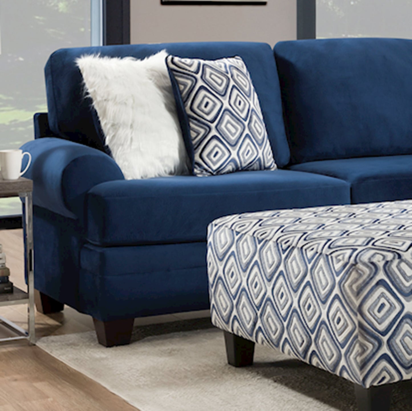 Natara Contemporary L-shape Sectional Collection, Navy