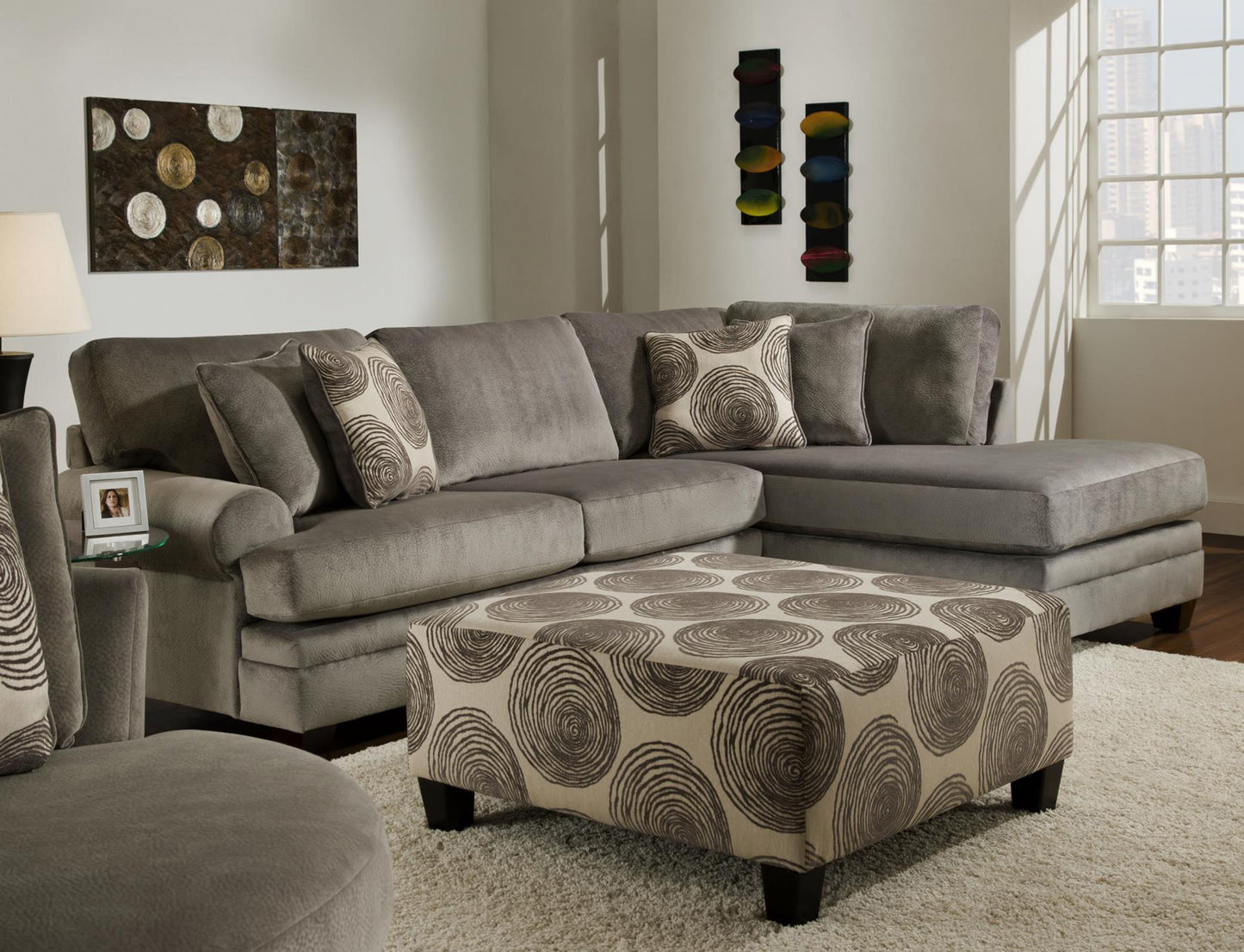 Natara Contemporary L-shape Sectional Collection, Smoke