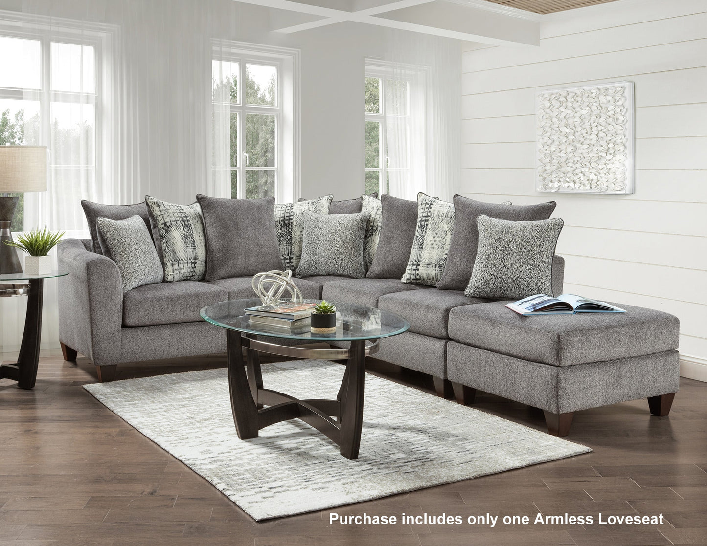 Davoz Upholstered Armless Loveseat, Tori Slate