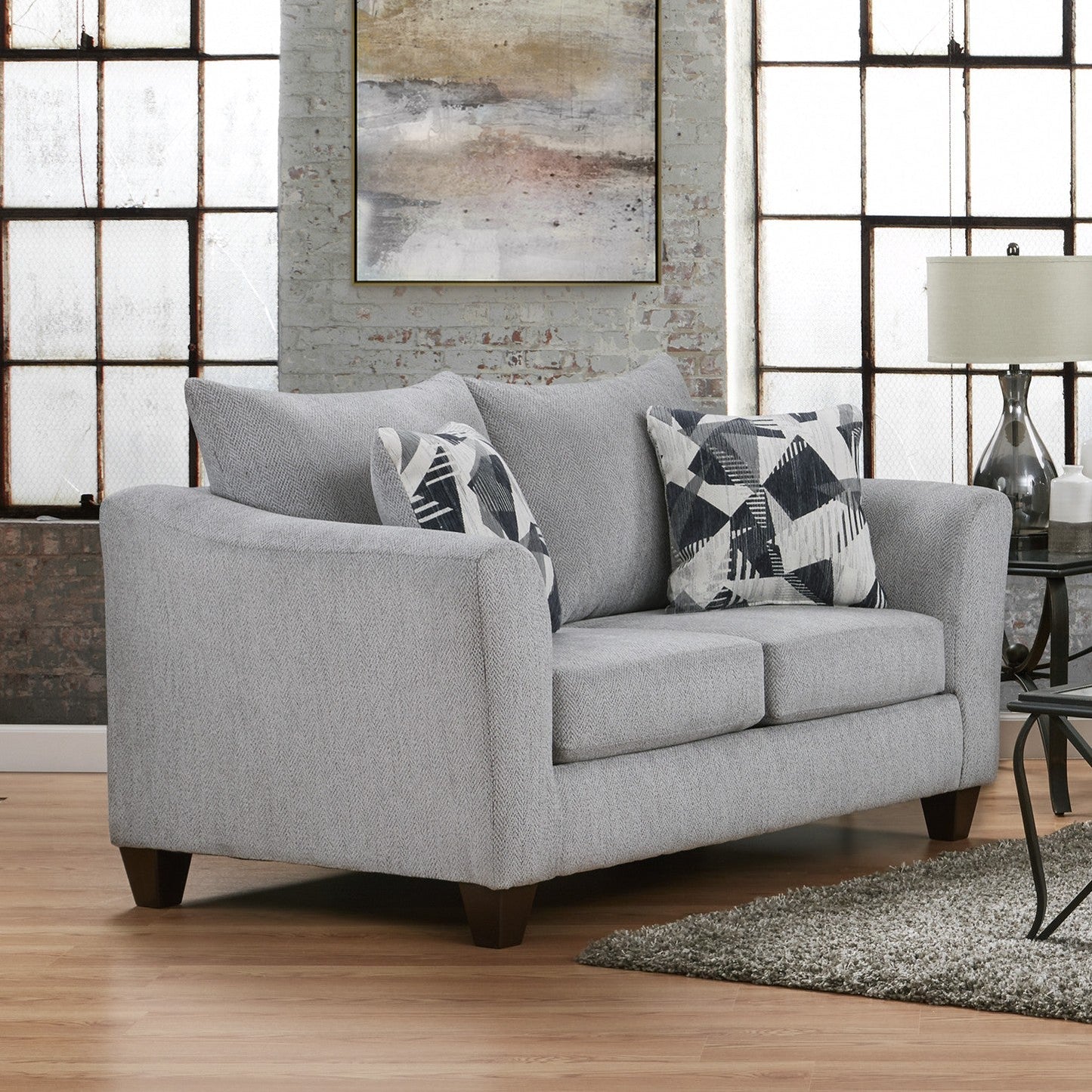 Duleek Upholstered Living Room Collection, Herringbone Silver