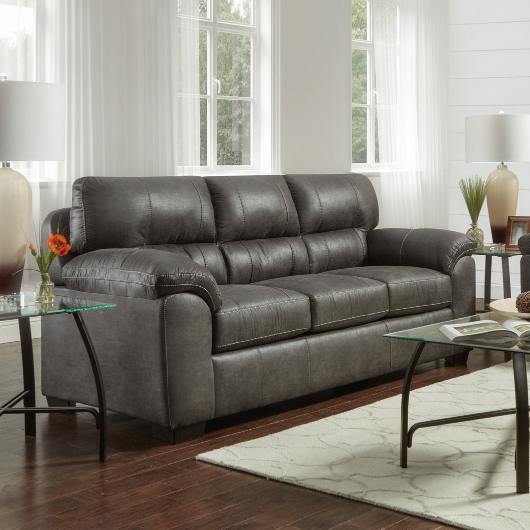 Tirana Contemporary Fabric Pillow-top Arm Sofa in Sequoia Ash