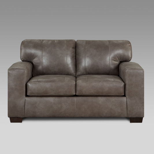 Noel Weathered Brown Faux Leather Loveseat