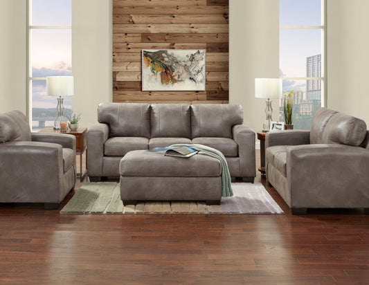 Noel Weathered Brown Faux Leather Living Room Collection