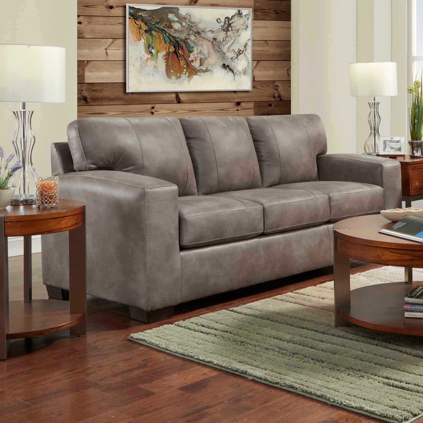 Noel Weathered Brown Faux Leather Sofa