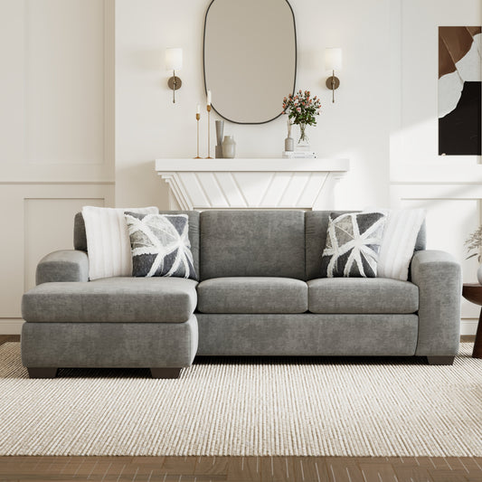 Roundhill Furniture Arden Living Room Collection with Convertible Sofa Chaise and Loveseat, Posh Gray