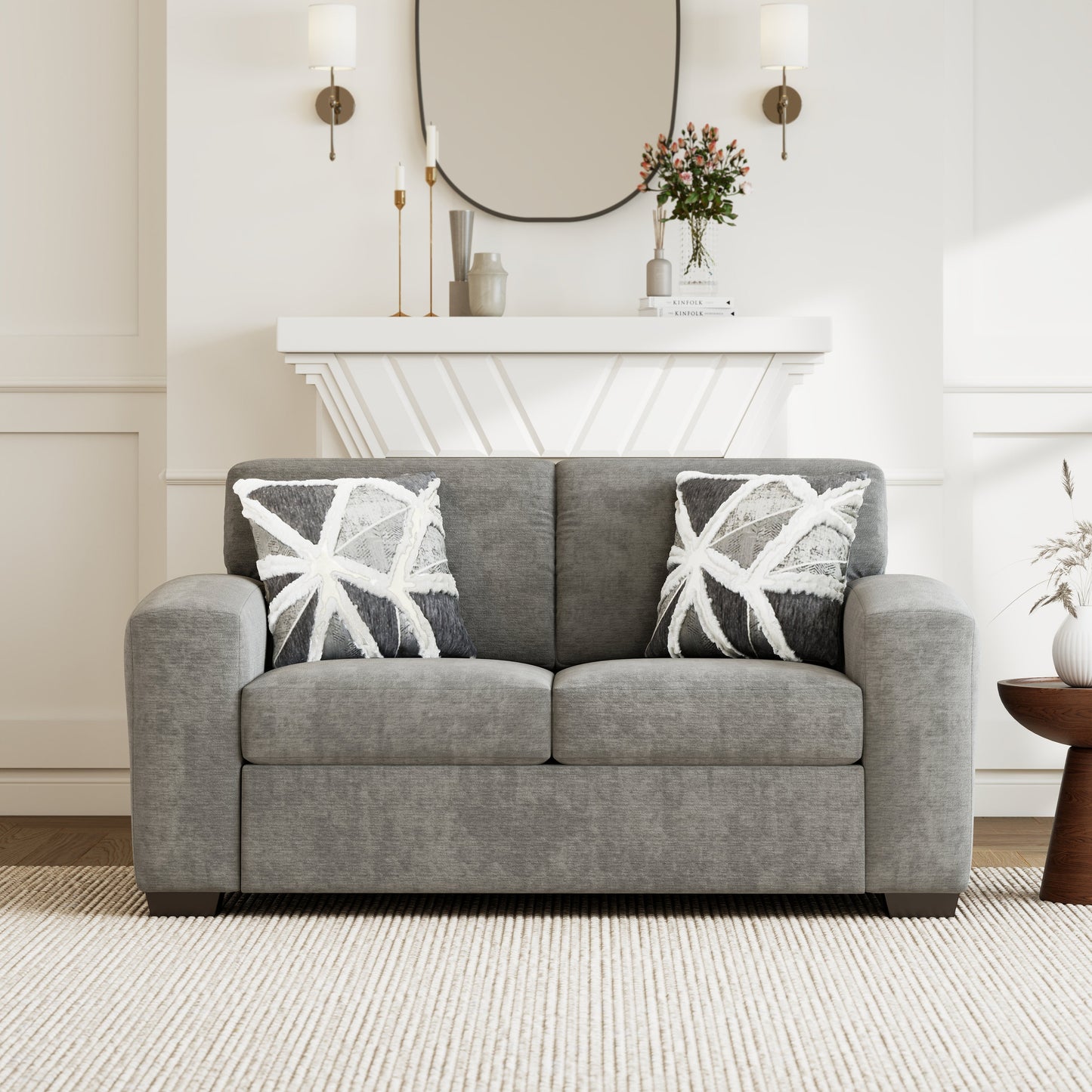 Roundhill Furniture Arden Living Room Collection with Convertible Sofa Chaise and Loveseat, Posh Gray