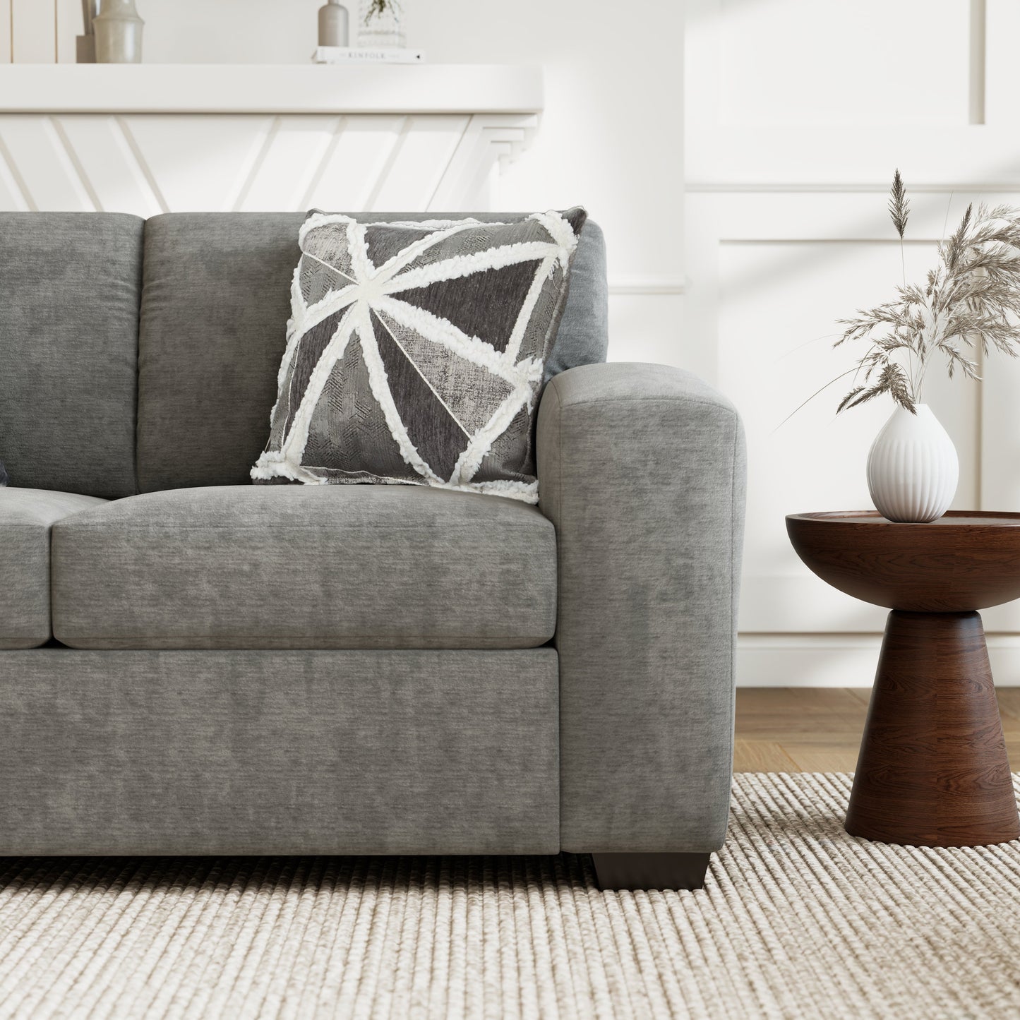 Roundhill Furniture Arden Living Room Collection with Convertible Sofa Chaise and Loveseat, Posh Gray