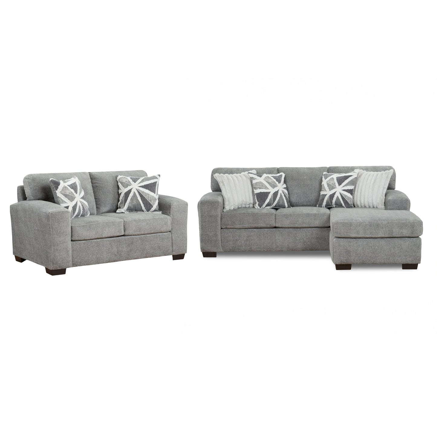 Roundhill Furniture Arden Living Room Collection with Convertible Sofa Chaise and Loveseat, Posh Gray