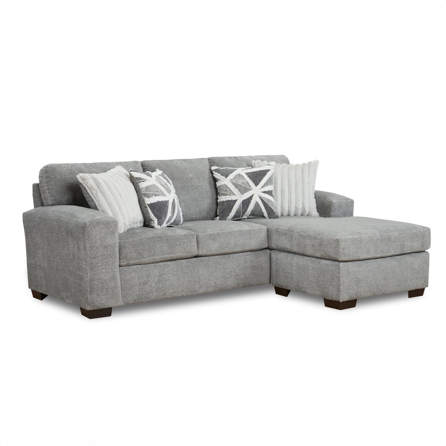Roundhill Furniture Arden L-Shaped Convertible Living Room Sofa Chaise with Floating Ottoman, Posh Gray