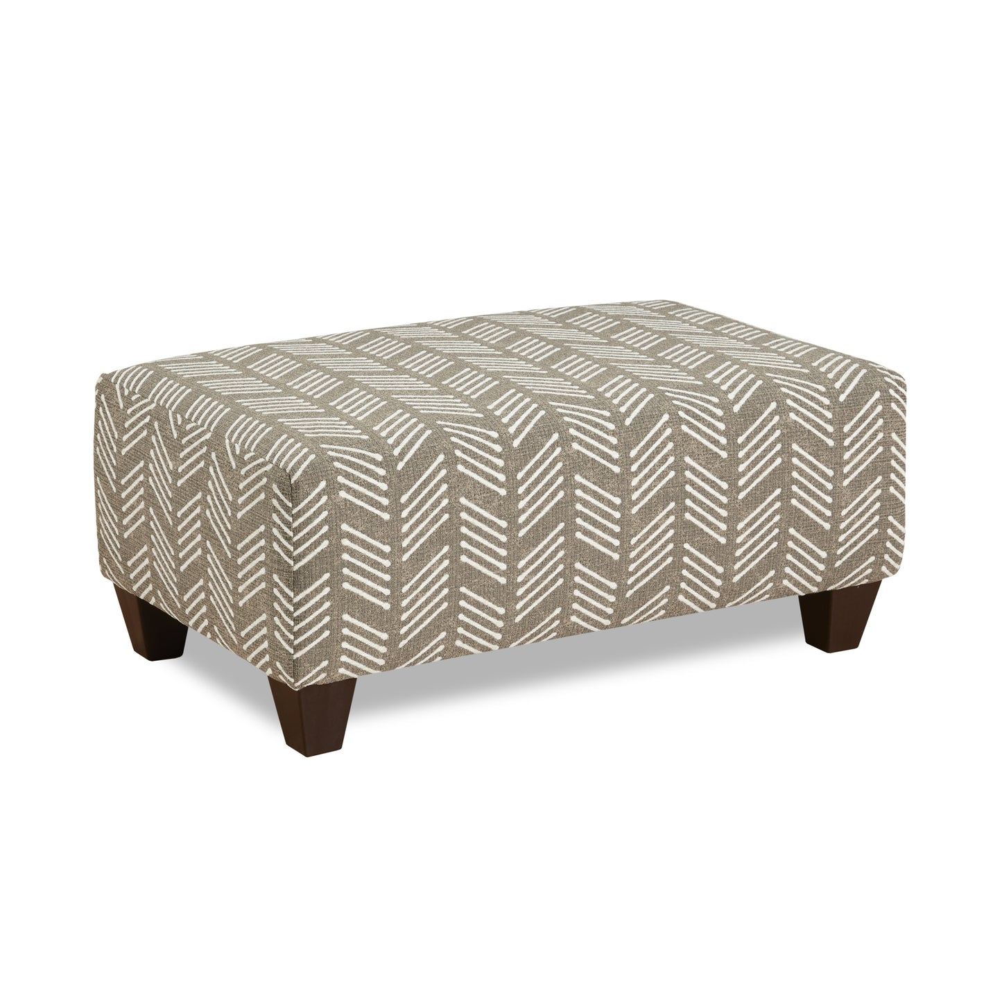 Roundhill Furniture Marvella Living Room Ottoman, Herringbone-Inspired Fabric Upholstery