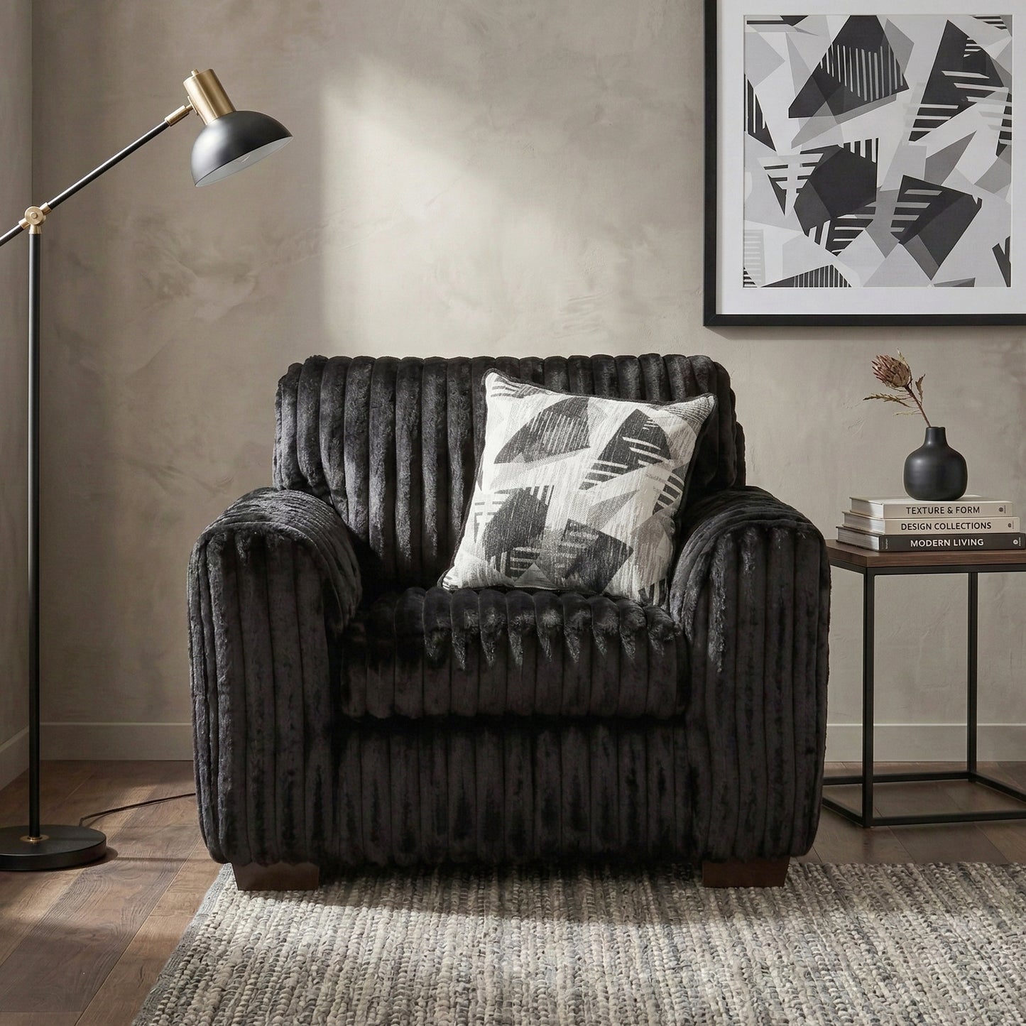 Roundhill Furniture Nolan Contemporary Upholstered Chair, Lush Black
