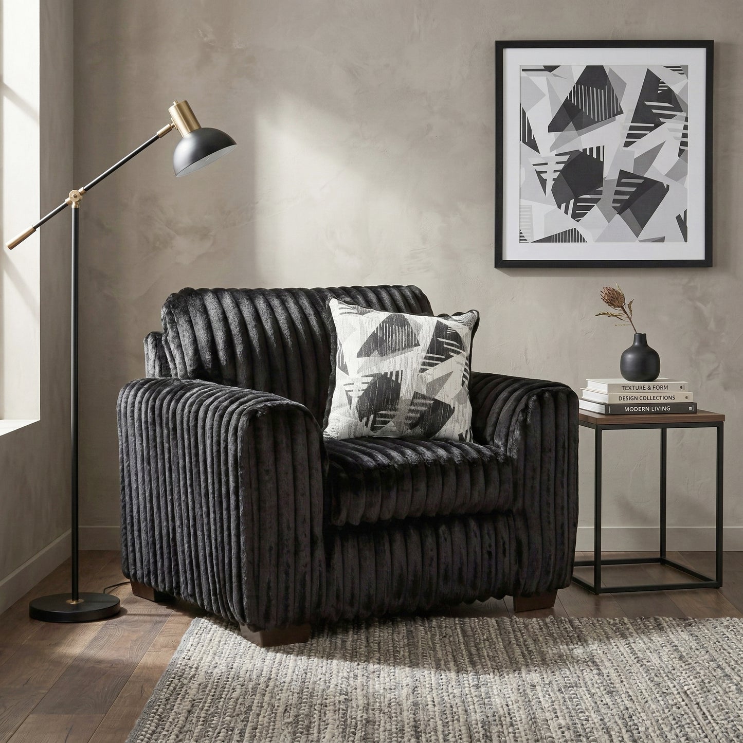 Roundhill Furniture Nolan Contemporary Upholstered Chair, Lush Black