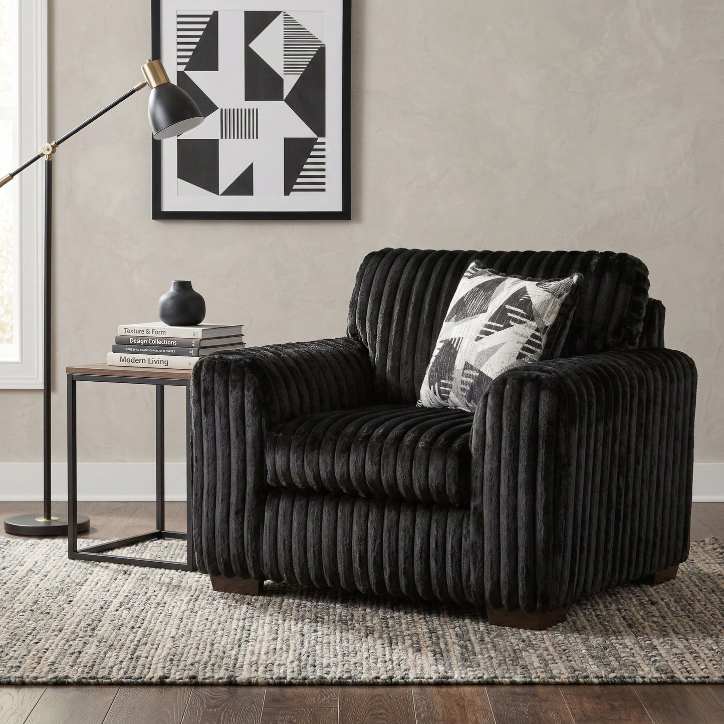 Roundhill Furniture Nolan Contemporary Upholstered Chair, Lush Black
