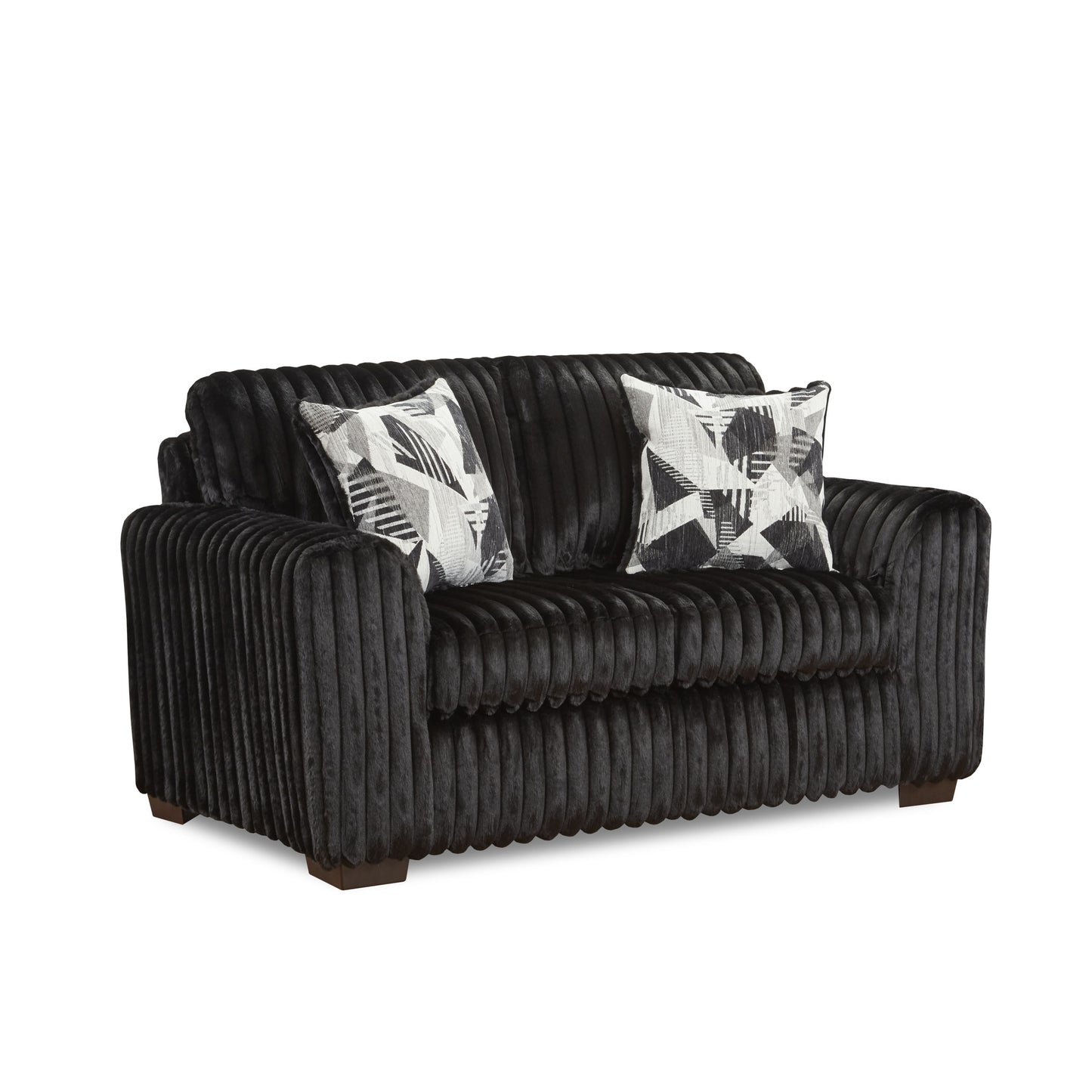 Roundhill Furniture Nolan Contemporary Upholstered Loveseat, Lush Black