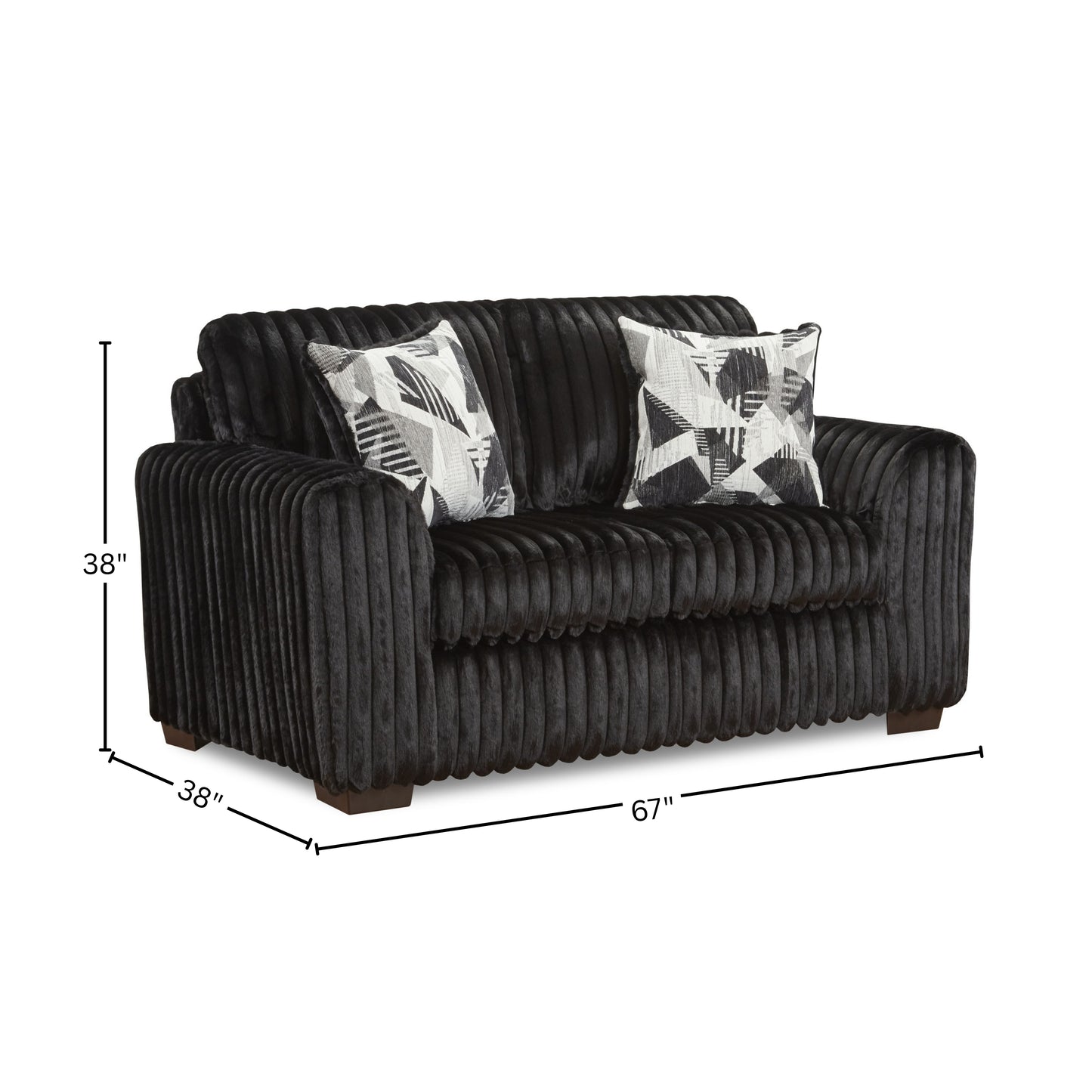 Roundhill Furniture Nolan Contemporary Upholstered Loveseat, Lush Black