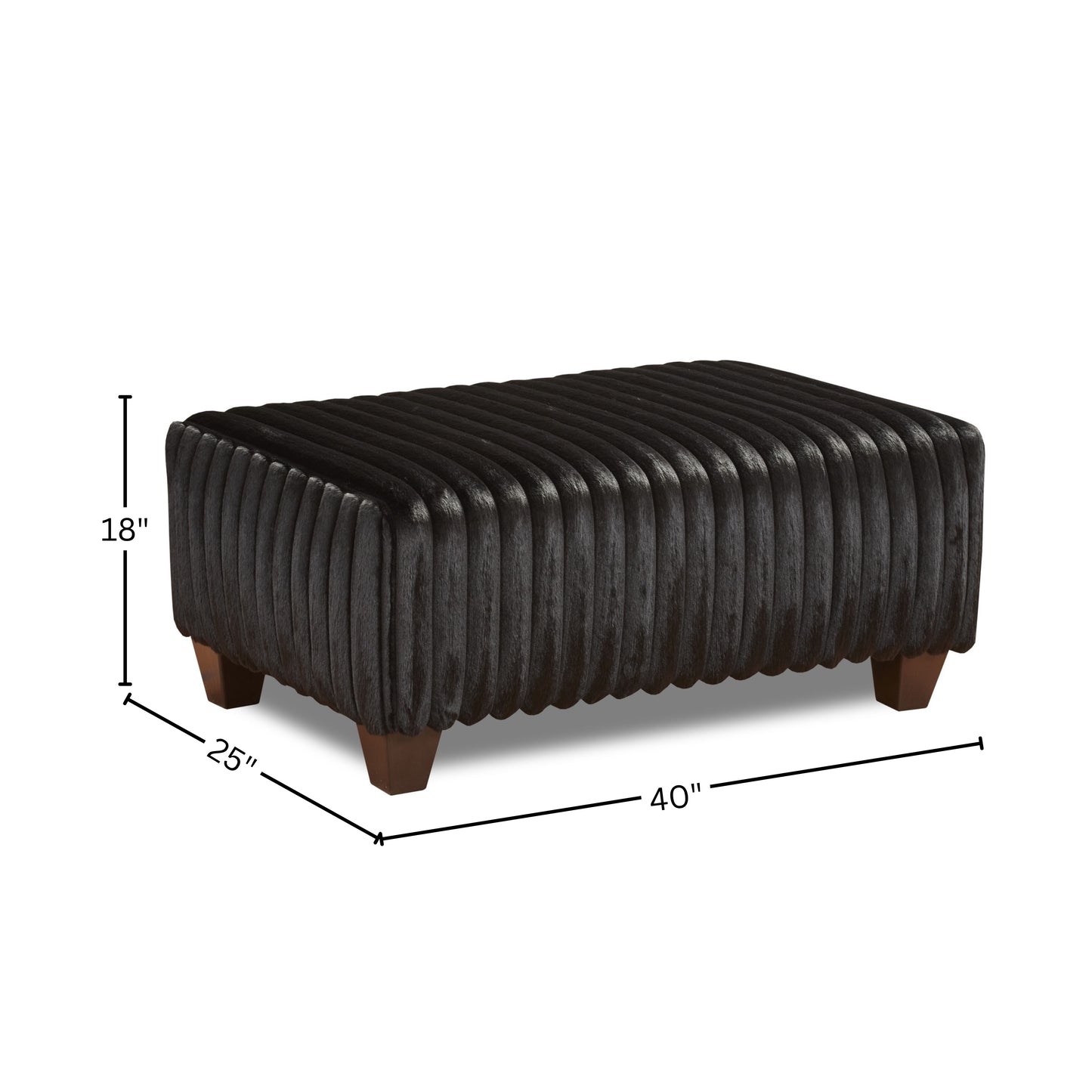 Roundhill Furniture Nolan Contemporary Upholstered Cocktail Ottoman, Lush Black
