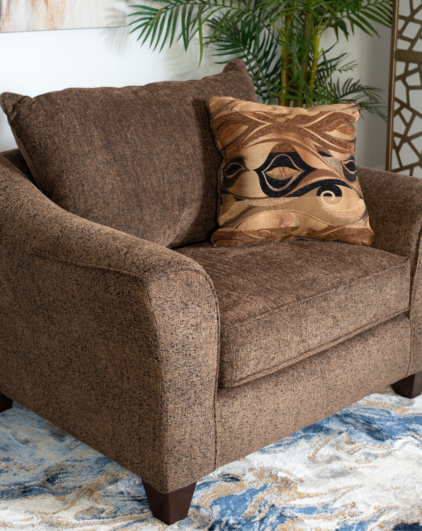 Camero Cafe Fabric Pillowback Accent Chair