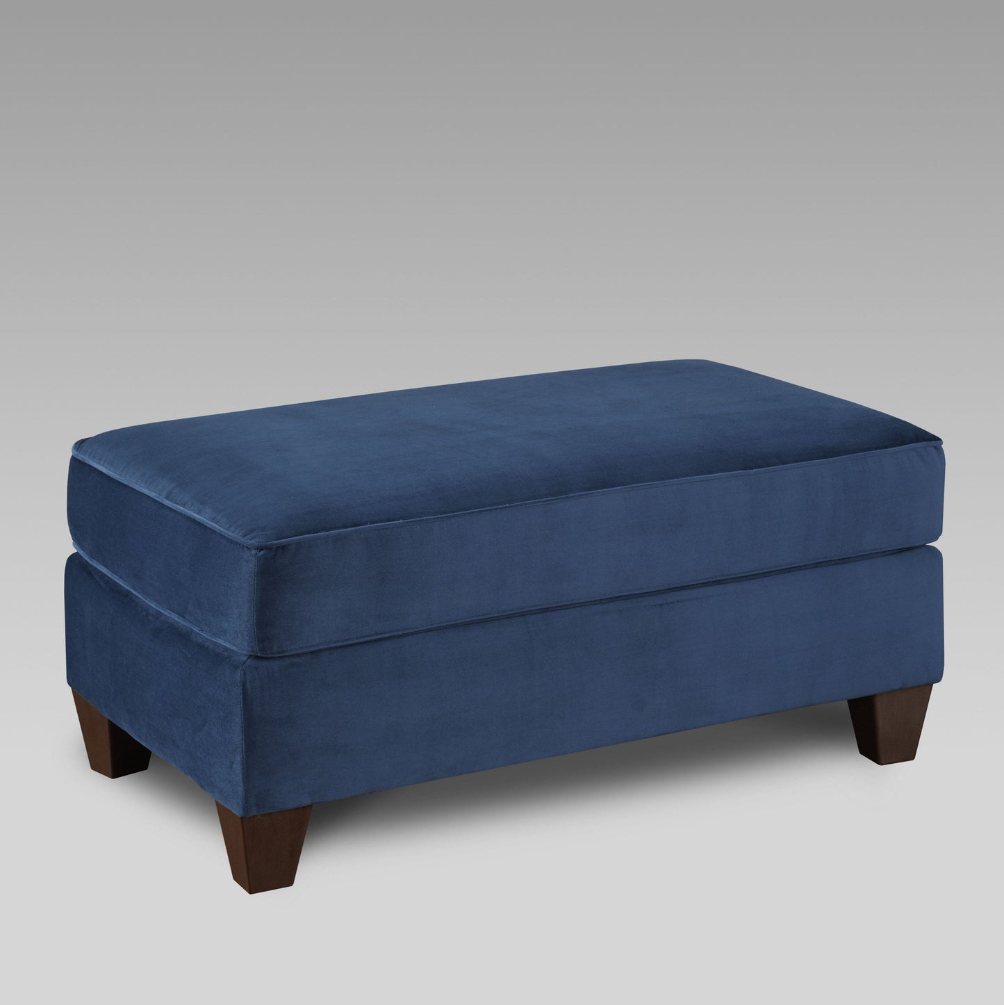 Camero Fabric Pillowback Chair with Ottoman Set in Navy Blue